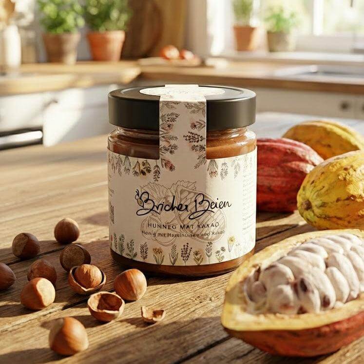 Honig mit Kakao und Haselnüssen 500 g im Glas von Bricher Beien